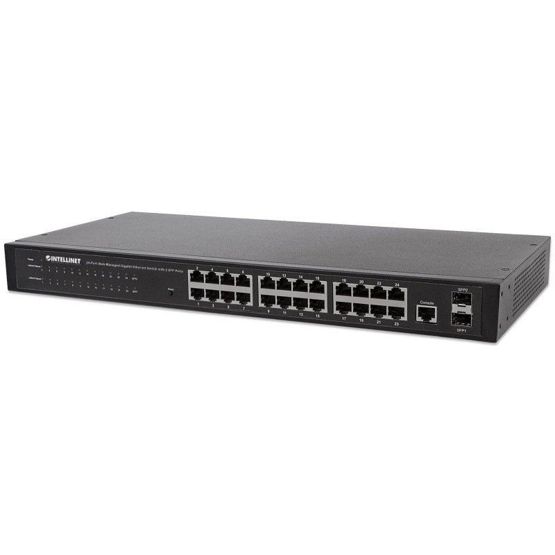 Switch Intellinet GB 24 puertos LAN, 19", administrable, mas 2 puertos SFP Switch Intellinet GB 24 puertos LAN, 19", administrable, mas 2 puertos SFP