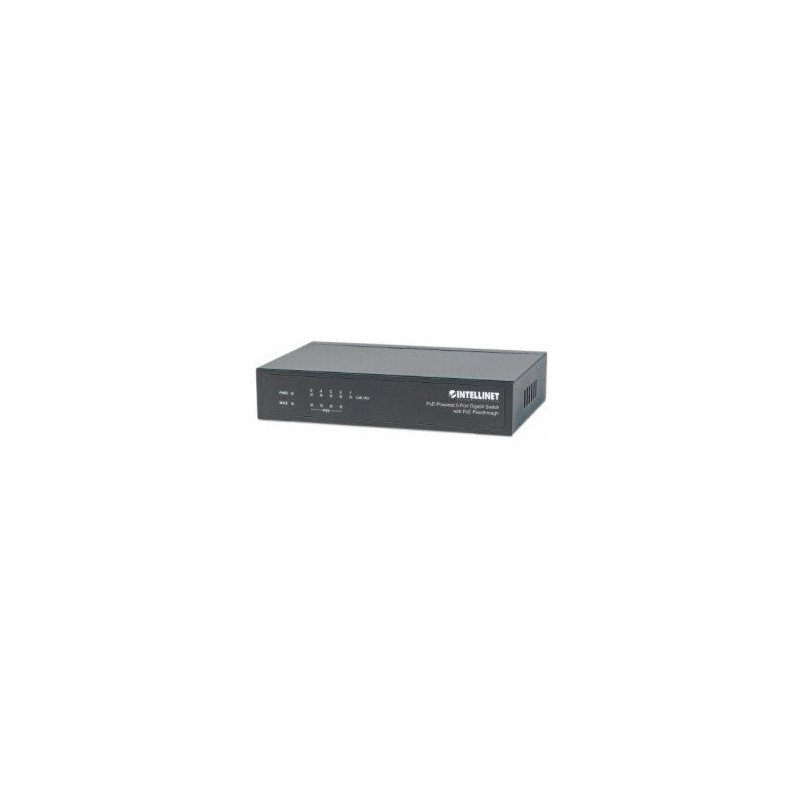 Switch PoE Intellinet 5 puertos GB desktop 30w/port, 68w Switch PoE Intellinet 5 puertos GB desktop 30w/port, 68w