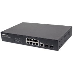 Switch administrable PoE Intellinet 8 puertos GB, de escritorio, 30w/puerto 140w, mas 2 SFP