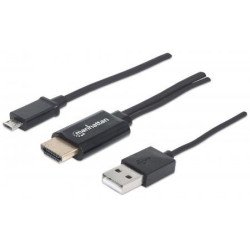 Cable mhl Manhattan micro USB a HDMI macho, con USB-a para alimentació