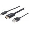 Cable mhl Manhattan micro USB a HDMI macho, con USB-a para alimentació