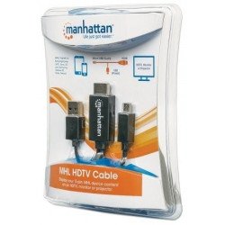 Cable mhl Manhattan micro USB a HDMI macho, con USB-a para alimentació