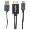 Cable mhl Manhattan micro USB a HDMI macho, con USB-a para alimentació