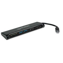 Convertidor video USB-c a HDMI/SVGA h hub USB lector tarjetas Manhattan