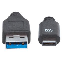Cable USB 3.1, gen 2, A macho, C macho, 10 Gbps, 1 m, negro Manhattan
