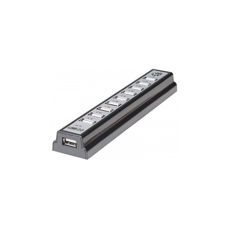 Hub USB v2.0 Manhattan de escritorio 10 puertos, con fuente de alimentación