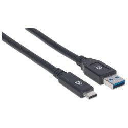 Cable USB 3.1, gen 1, a macho, c macho, 5 Gbps, 3 m, negro Manhattan