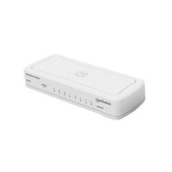 Switch Manhattan de 8 ptos. Plástico 10/100 Mbps para escritorio color blanco con LEDs indicadores de actividad