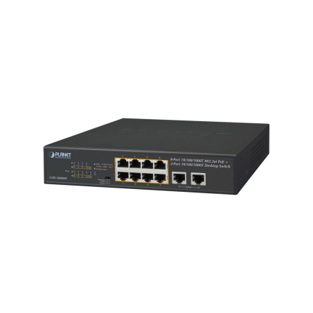Switch no administrable PoE de 8 puertos 10/100/1000 Mbps con PoE 802.3af/at