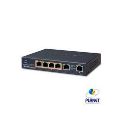 Switch no administrable 4 puertos 10/100/1000t 802.3at PoE + 2 puertos 10/100/1000t de uplink para escritorio