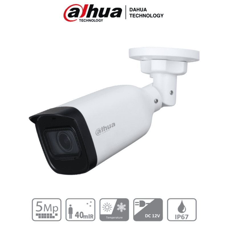 Cámara Bullet de 5 Megapixeles, Lente Motorizado de 2.7 a 12 mm, IR de 40 Mts, IP67, CVI/CVBS/AHD/TVI