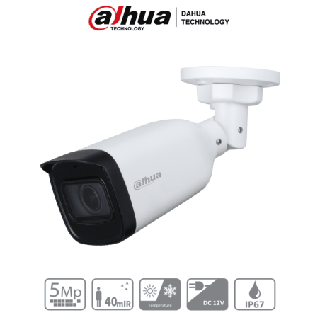 Cámara Bullet de 5 Megapixeles, Lente Motorizado de 2.7 a 12 mm, IR de 40 Mts, IP67, CVI/CVBS/AHD/TVI