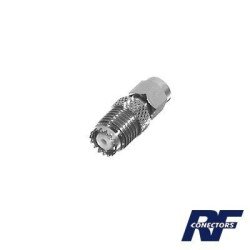 Adaptador en línea de conector SMA macho a mini-UHF hembra.