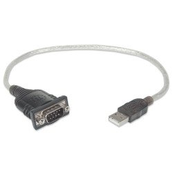Cable convertidor Manhattan USB a serial DB9 RS232 45cm blíster
