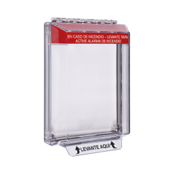 Cubierta universal transparente, de bajo perfil, texto de incendio en 