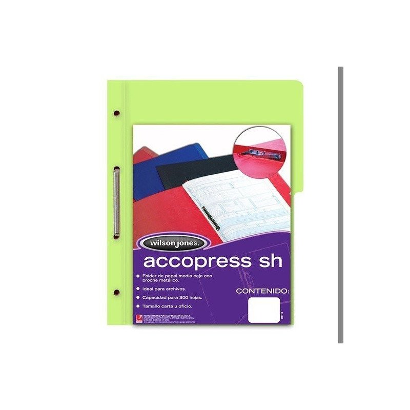 Folder AccoPress SH Verde Claro Oficio, broche 8 cm