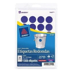 Etiqueta Redonda Azul de 3/4"(1.9 cm)