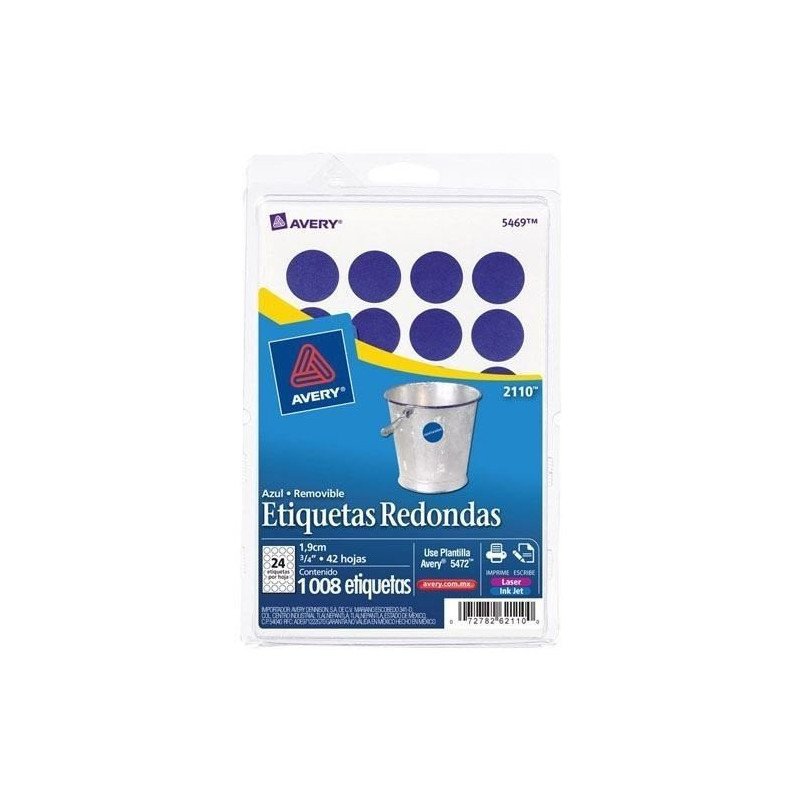 Etiqueta Redonda Azul de 3/4"(1.9 cm)