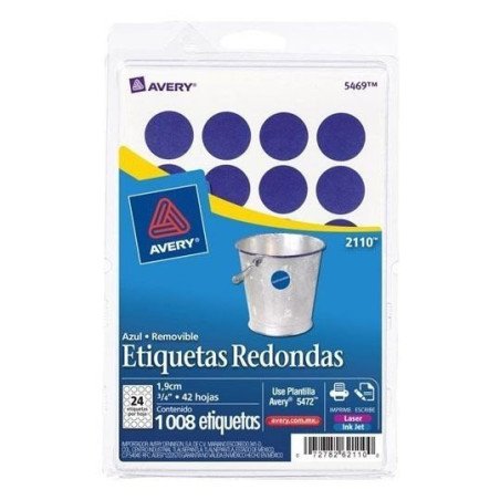 Etiqueta Redonda Azul de 3/4"(1.9 cm)