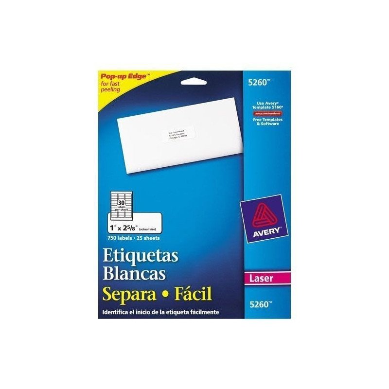 Etiquetas blancas 1 x 2 5/8 92296-A