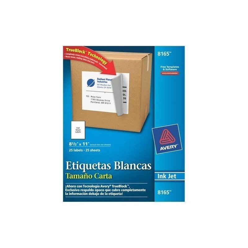 Etiquetas blancas tamaño carta