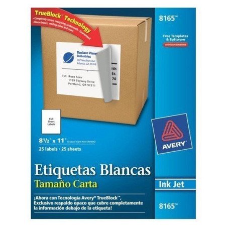 Etiquetas blancas tamaño carta
