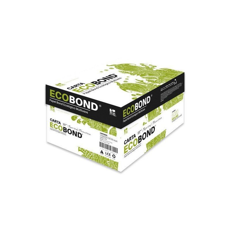 Papel Ecobond tamaño Carta de 75 g, Caja con 10 resmas (5 mil hojas).