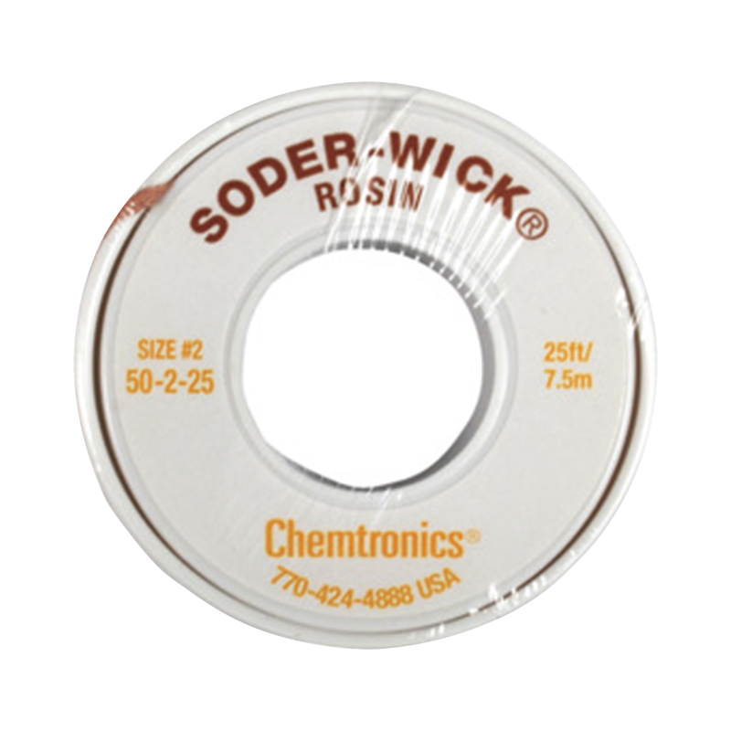 Rollo de desoldar de 0.01 lb, malla trenzada de 0.060" de ancho por 7.5 m de largo con resina para alta absorción.