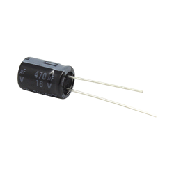 Capacitor electrolítico de aluminio, 470 µfd, 16 VCC, 8 x 11 mm, 105 °