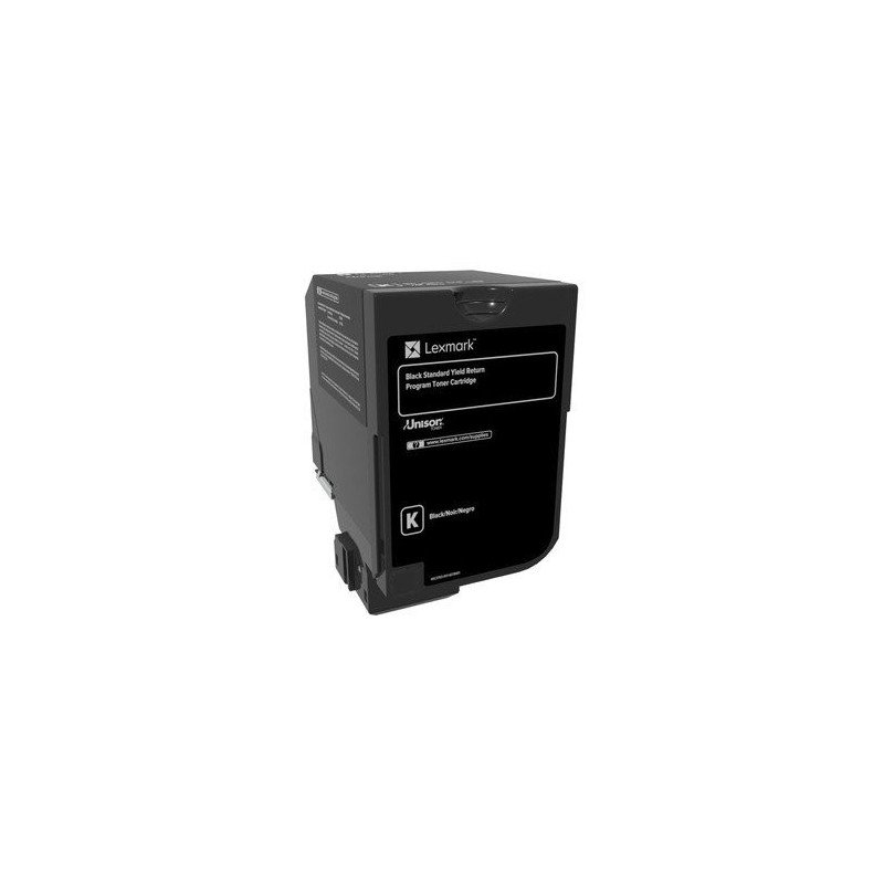Tóner láser Lexmark, color negro, rendimiento estándar, 74c4sk0, hasta 7,000 páginas, 5% de cobertura, para modelos: CS720DE, CX