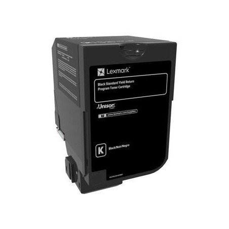 Tóner láser Lexmark, color negro, rendimiento estándar, 74c4sk0, hasta 7,000 páginas, 5% de cobertura, para modelos: CS720DE, CX