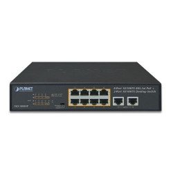 Switch no administrable 8 puertos con PoE 802.3at, 2 puertos uplink fast ethernet