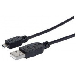 Cable USB 2.0 tipo a - micro USB, 1.8 mts negro para dispositivos móviles