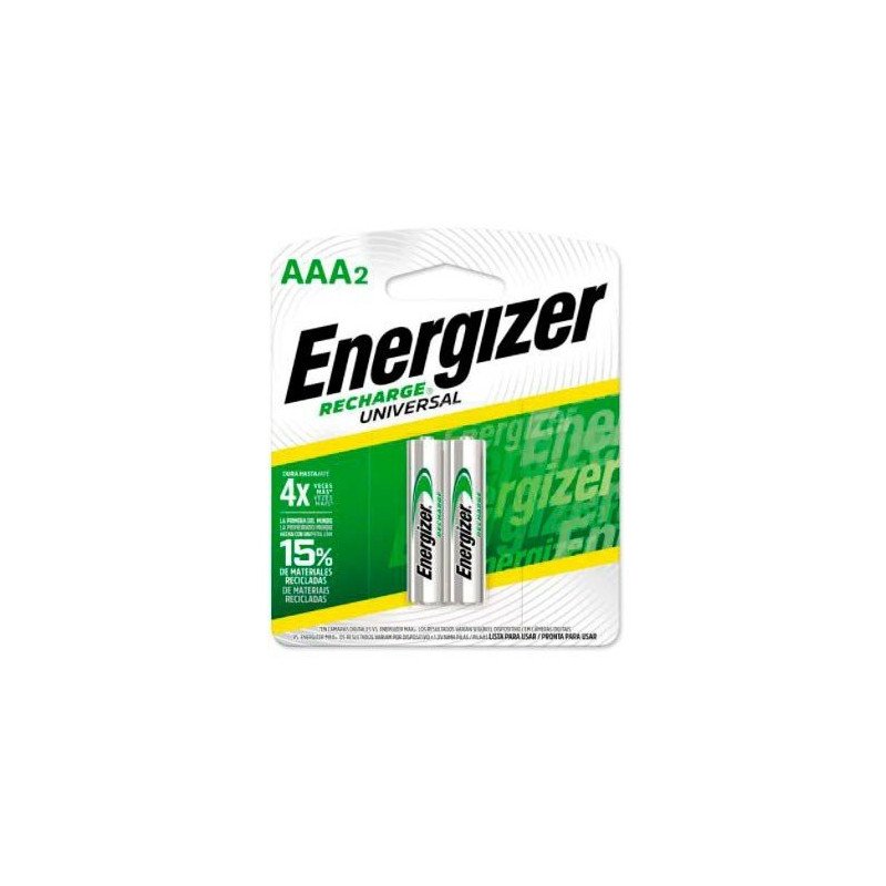 Batería de Hidruro de metal de níquel (NiMH) recargable AAA Energizer - 650 mAh -Paquete con 2 pilas