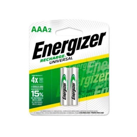 Batería de Hidruro de metal de níquel (NiMH) recargable AAA Energizer - 650 mAh -Paquete con 2 pilas