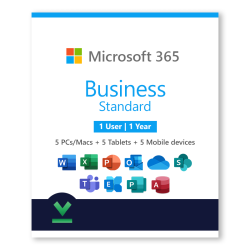 Licencia Microsoft ESD 365 Business Standard All Lng Suscripción 1 Año 1 Usuario (5 Dispositivos)