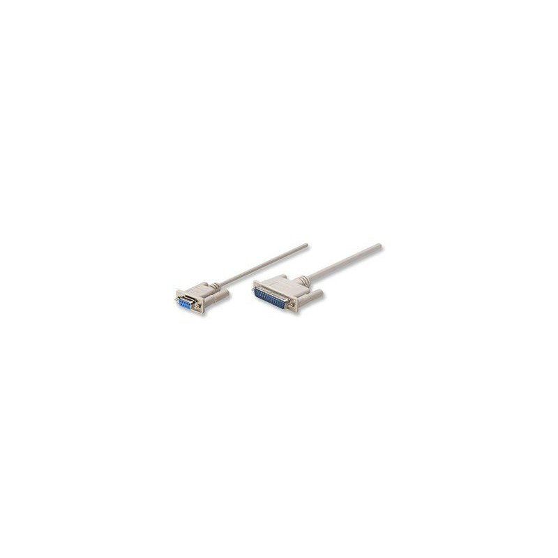 Cable null modem Manhattan db9 h - db25 m 1.8 mts mol
