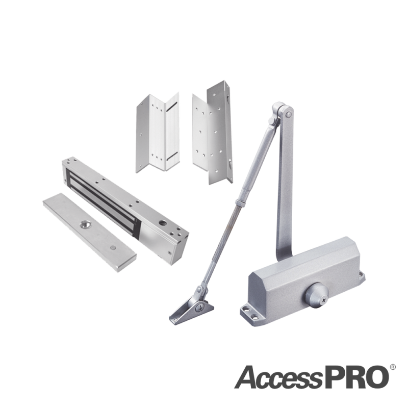 Kit inc chapa magnética de 600lbs, montaje tipo Z y l, cierra puertas