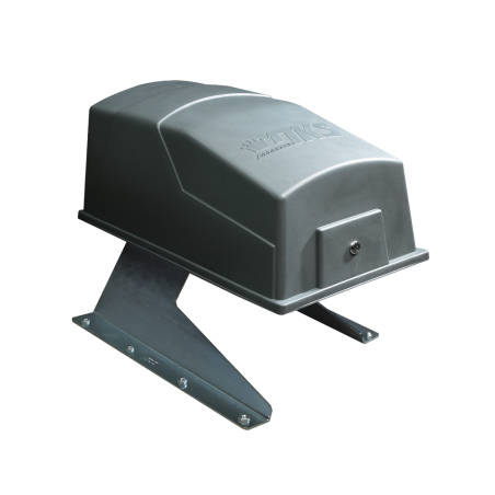 Motor primario para puerta abatible, para portones individuales de hasta 4 mts y 225 kg máximo, uso continuo, requiere pedestal