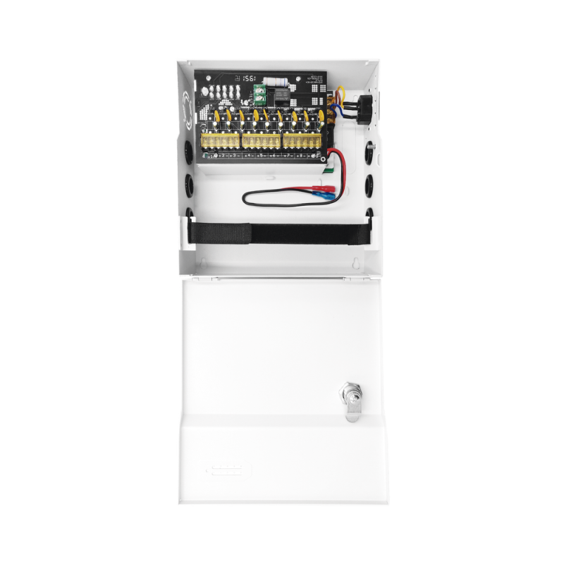 Fuente de Poder 12 Vcc 10 A, 9 Salidas, compatible con batería de respaldo, Voltaje de entrada: 96-264 Vca,PLK-12-DC-8A