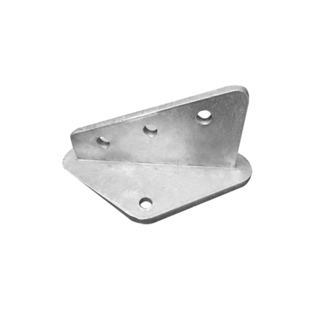 Ancla aleta de 3 orificios con 2 puntos de fijación. Uso en fijación de mástiles. Galvanizado por inmersión en caliente.
