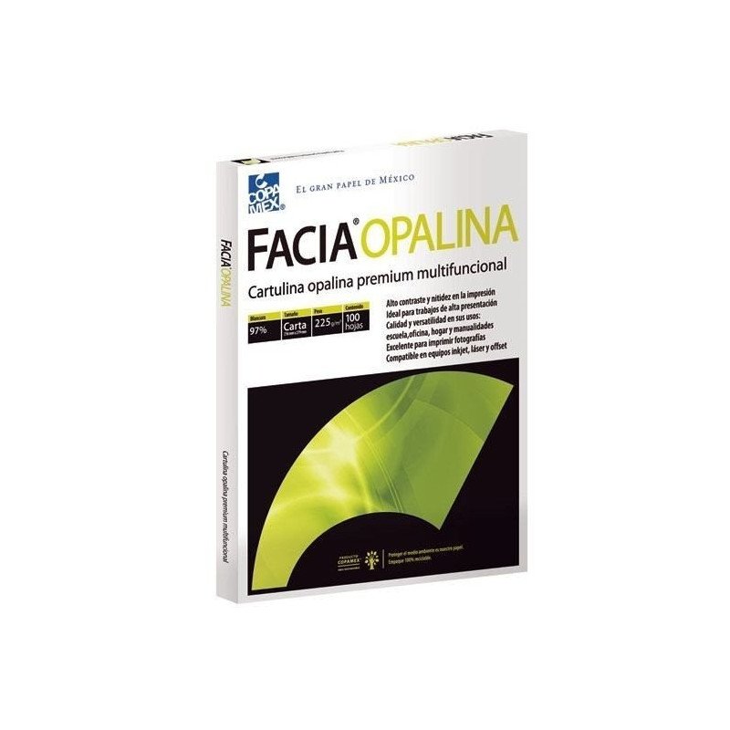 Papel Opalina Cartulina carta 225 g, 97% de blancura, paquete con 100 hojas.