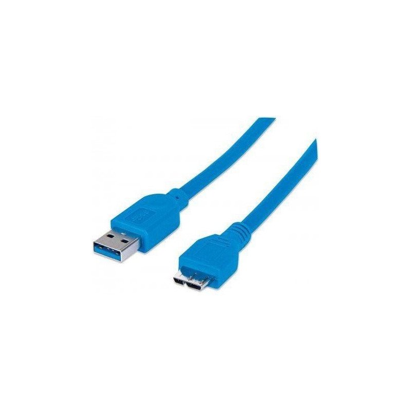Cable USB 3.0 Manhattan macho A/micro B macho, 2 m, azul