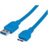 Cable USB 3.0 Manhattan macho A/micro B macho, 2 m, azul