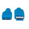 Cable USB 3.0 Manhattan macho A/micro B macho, 2 m, azul