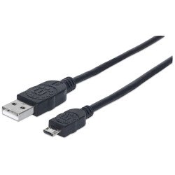 Cable USB Manhattan de alta velocidad versión 2.0 a-micro b 3.0m negro