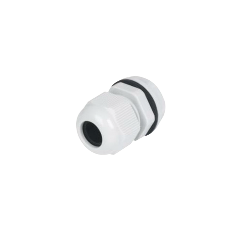 Conector plástico tipo glándula para cable de 15-22 mm de diámetro.