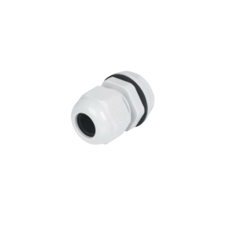 Conector plástico tipo glándula para cable de 15-22 mm de diámetro.