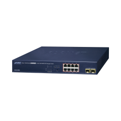 Switch Administrable Capa 2 de 8 Puertos PoE 802.3af/at Gigabit 140 W Max, 2 Puertos SFP, Modo Extendido Hasta 250 m