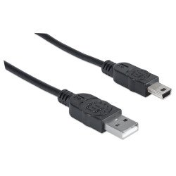 Cable USB 2.0 a macho/mini B de 5 pines, negro, 1.8 m Manhattan